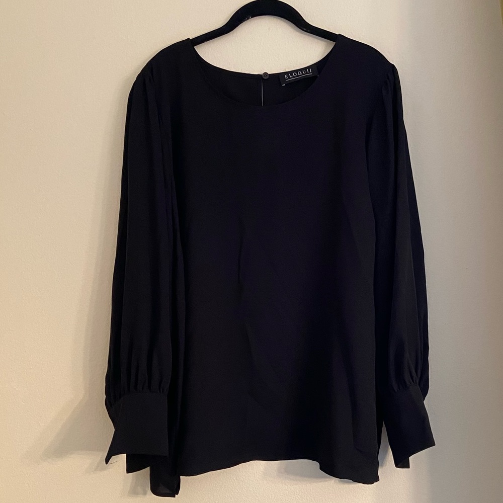 Plus Size Eloquii Black blouse Pearl Buttons